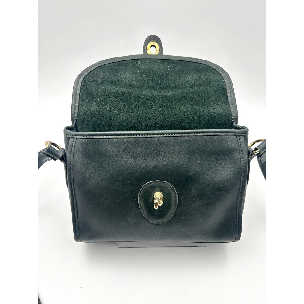 VTG Rare Green Coach Devon Turnlock Bag 9908 NYC USA Leather Crossbody with COA - Picture 4 of 6